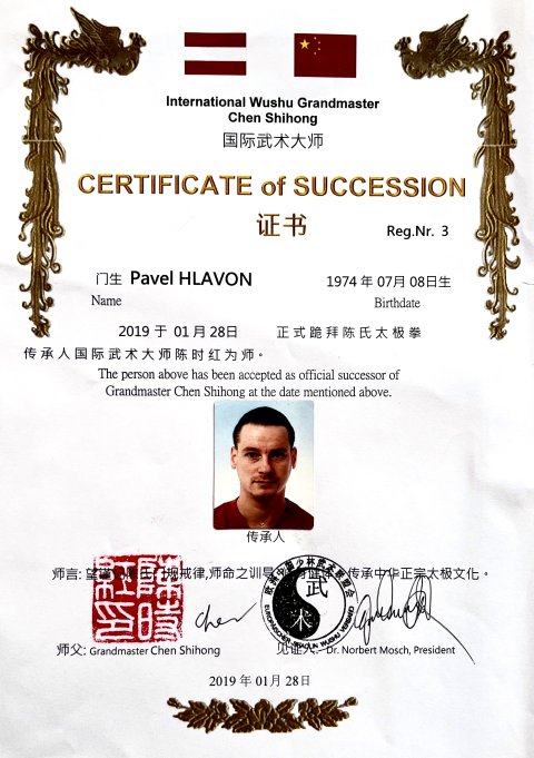 Pavel Hlavoň – certifikát následnictví